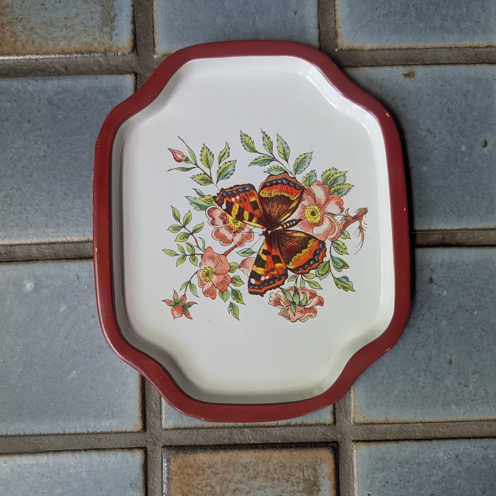 Floral Butterfly Decorative Tray